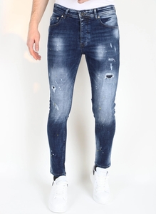 Mario Morato Paint splatter jeans slim fit met gaten mm116