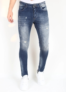 Mario Morato Stonewashed slim fit spijkerbroek met scheuren mm121