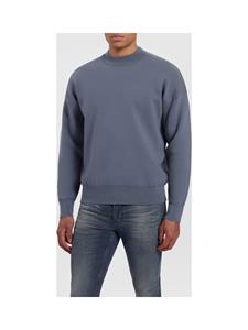Purewhite - Heren Loose Fit Knitwear Crewneck LS - Blue