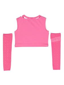 Monnalisa Cropped top met stras - Roze