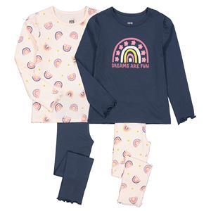 LA REDOUTE COLLECTIONS Set  van 2 pyjama's, regenboog motief