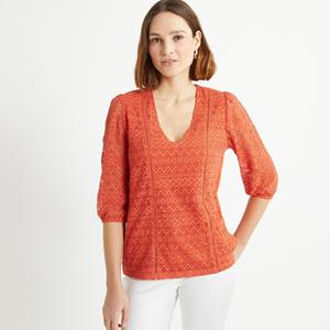 ANNE WEYBURN T-shirt met V-hals en 3/4 mouwen