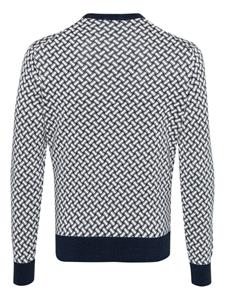 Drumohr Intarsia trui met ronde hals - Blauw