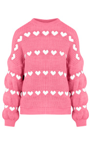 Jurkjes Hartjes Print Sweater Belle Roze