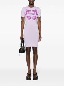 Versace Jeans Couture raised logo-print mini dress - Paars