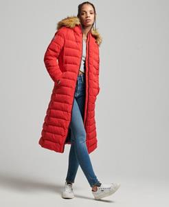 Superdry Vrouwen Lange Arctic Pufferjas Rood