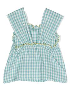 Bobo Choses logo-embroidered checked top - Blauw