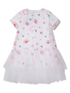 Simonetta ruffle-skirt embroidered dress - Wit