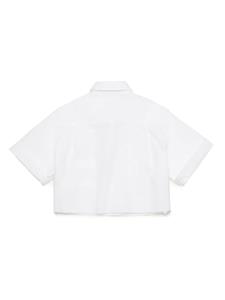 MM6 Maison Margiela Kids logo-embroidered cropped shirt - Wit