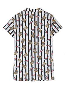 Moschino Kids Teddy Bear-print striped dress - Wit