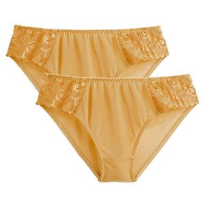 ANNE WEYBURN Set van 2 Slips in effen tule en geborduurde tule Lyssa