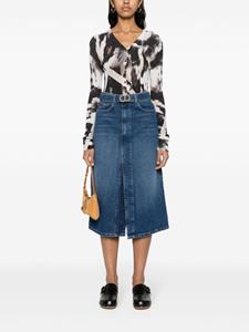 TWINSET belted midi denim skirt - Blauw