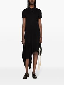 Yohji Yamamoto asymmetric midi polo dress - Zwart