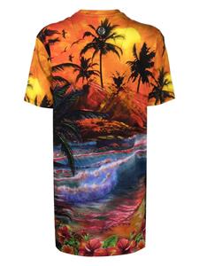 philippplein Philipp Plein T-shirtjurk met print - Oranje