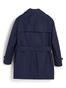 Brunello Cucinelli Kids gabardine-weave trench coat - Blauw