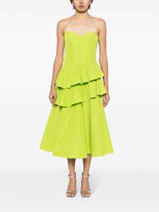 marchesanotte Marchesa Notte Taffeta gelaagde midi-jurk - Groen