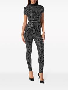 Philipp Plein High waist legging met monogram - Zwart