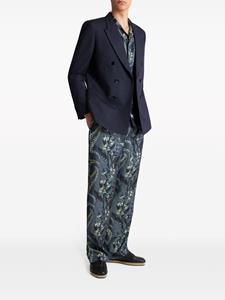 ETRO Zijden broek met bladerprint - Blauw
