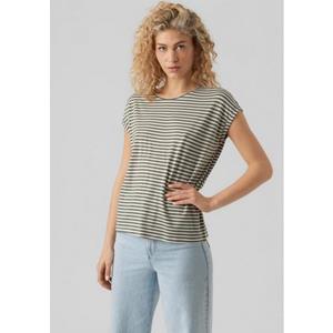 Vero Moda Rundhalsshirt "VMAVA PLAIN SS TOP STRIPE GA JRS NOOS"