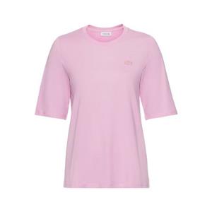Dames Lacoste Zachte Katoenen Driekwart Mouwen T-shirt in Roze