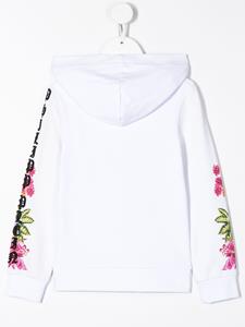 philippplein Philipp Plein Hoodie met kristallen bloemen - Wit