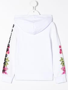 Philipp Plein Hoodie met kristallen bloemen - Wit