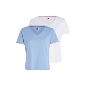 TOMMY JEANS Shirt met V-hals TJW 2PACK SLIM SOFT V NECK TEE in basic look met  merklabel (2-delig, Set van 2)