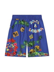 Dolce & Gabbana Kids Hawaiian-print Bermuda shorts - Blauw