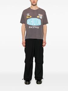 RHUDE textured-finish straight-leg cargo pants - Zwart