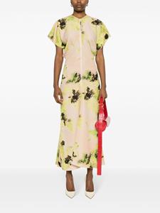 victoriabeckham Victoria Beckham Midi-jurk met abstracte print - Beige