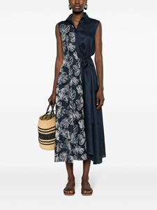 talbotrunhof Talbot Runhof Linnen blousejurk met geborduurde bloemen - Blauw