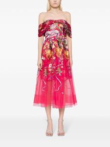 marchesanotte Marchesa Notte Ribbons tulen midi-jurk - Roze