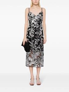 marchesanotte Marchesa Notte Botanical jurk verfraaid met pailletten - Metallic