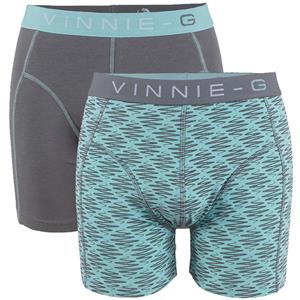 Vinnie-G boxershorts Mint Print - Grey 2-Pack-S