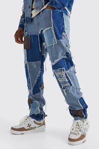 Boohoo Jeans Met Rechte Pijpen En Patches, Blue