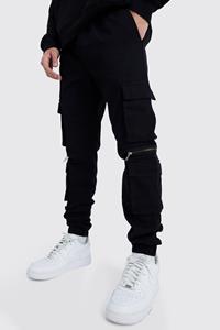 Boohoo Cargo Broek Met Rits En Elastische Taille, Black