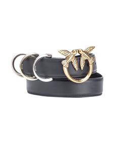 PINKO Love Birds leren gespriem - Zwart