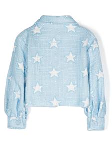 Monnalisa Shirtjack met sterrenprint en pailletten - Blauw