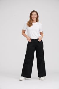 LAURIE Damen vegan Hose Serene 5-Pocket Loose Medium Length Schwarz