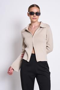JAN N JUNE JAN 'N JUNE Damen vegan Zip Strickjacke Tyrie Elfenbein