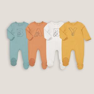 LA REDOUTE COLLECTIONS Set van 4 pyjama's met voetjes, letterprint