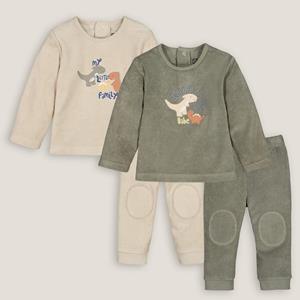 LA REDOUTE COLLECTIONS Set van 2 pyjama's in badstof, dinosaurussen