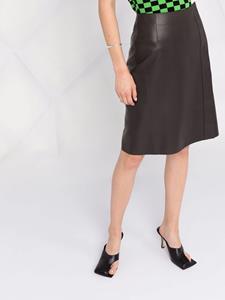 Ferragamo Leren midi-rok - Bruin