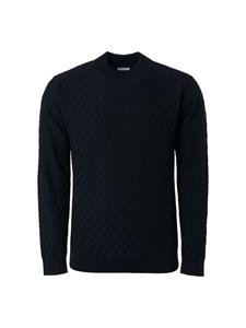 No Excess Pullover Crewneck Jacquard Mix Knit Solid Black  