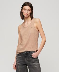 Superdry Vrouwen Tanktop met Lage, Uitgesneden Ronde Hals Beige