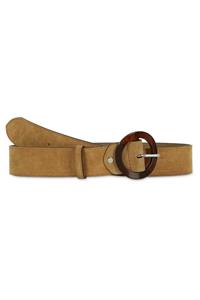 Améline Nubuck Riem Met Gemarmerde Ronde Gesp