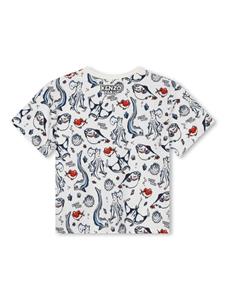 kenzokids Kenzo Kids Katoenen T-shirt met print - Wit