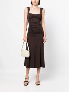 Reformation Midi-jurk met ruche - Bruin
