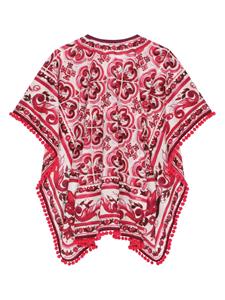 dolce&gabbanakids Dolce & Gabbana Kids Tuniek met Majolica-print - Roze