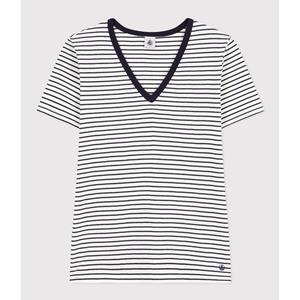 PETIT BATEAU Iconic T-shirt, V-hals en smalle strepen